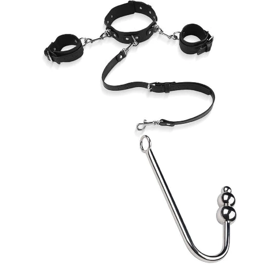 Anal Hooks with Cuffs Elegant 5334 Collar Hook and Anal Beaded 0725